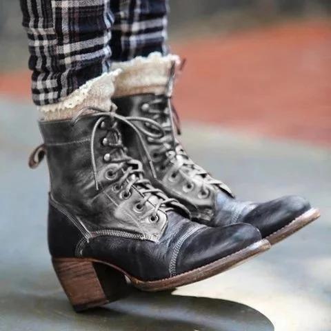 Fashion Cool Chunky Heel Strappy Zipper Boots