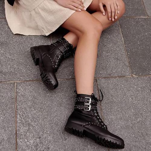 Punk Women Belt Buckle Rivet Non-slip Boots