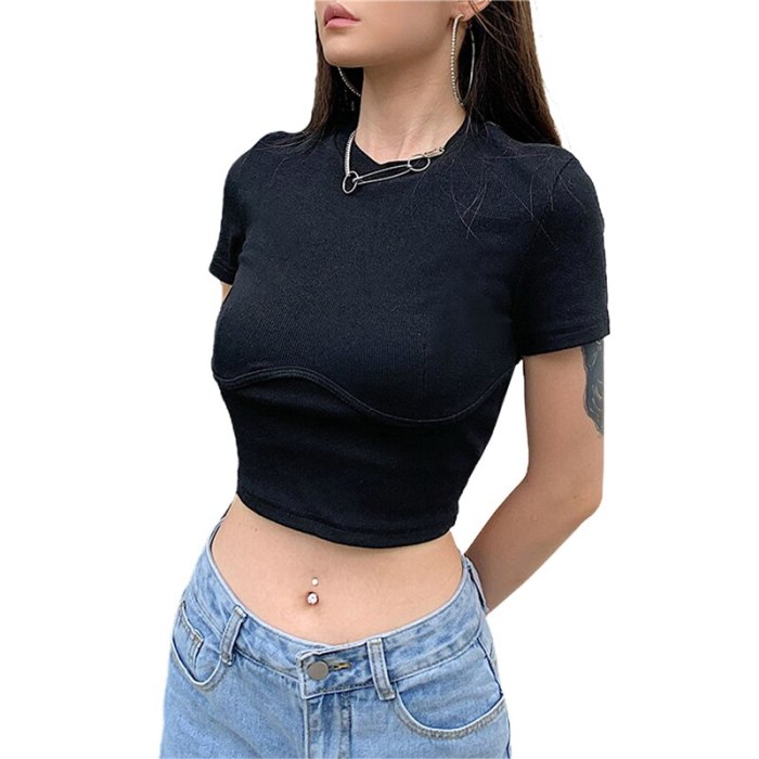 Women's Casual Short-Sleeved Basic Top Fashion Elegant Solid Color Cotton T-shirt S M L