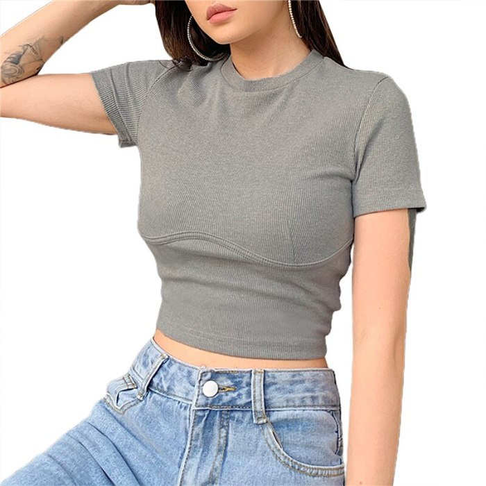 Women's Casual Short-Sleeved Basic Top Fashion Elegant Solid Color Cotton T-shirt S M L