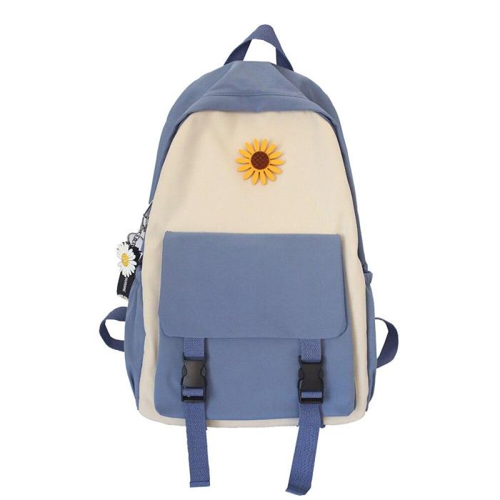 Student Lady Flower Backpack Cute Women Harajuku College School Bag Book Female Kawaii Backpack Waterproof Nylon Bag Girl Trendy