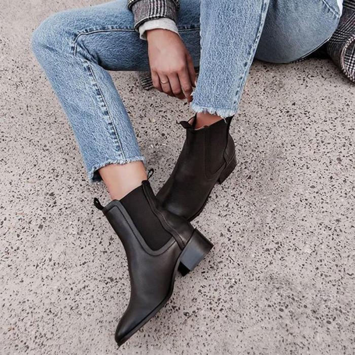 Women's Fashion Solid Chelsea Ankle Boots