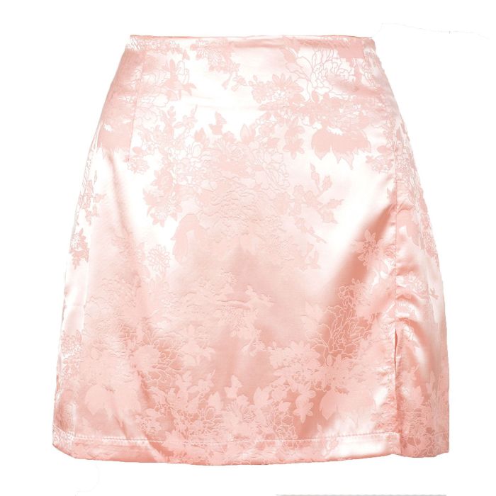 Summer Satin Skirt Womens 2021 Fashion Floral Sexy Side Slip High Waist Short Skirt Female Club Mini Skirts