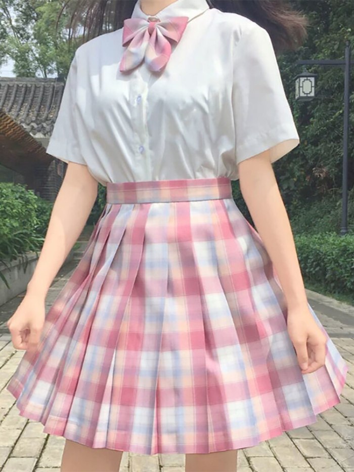 JK Uniform Y2K High Waist Pleated Skirts Mini Plaid Skirt