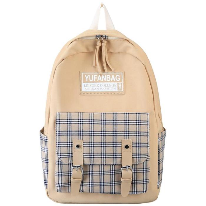 Student Girl Canvas Backpack Cute Women Plaid School Bag Laptop Ladies Kawaii Backpack Harajuku Female Book Fashion Bag New 2020