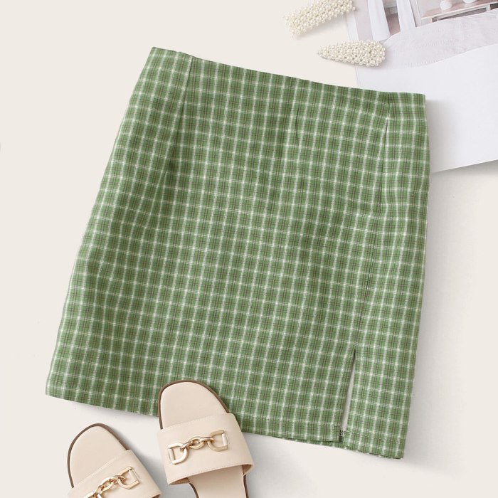 2021 Summer Women's Three Color Mini Plaid Slit Short Skirt Fashion All-Match High Waist Zipper Slim Skirt Freeshipping