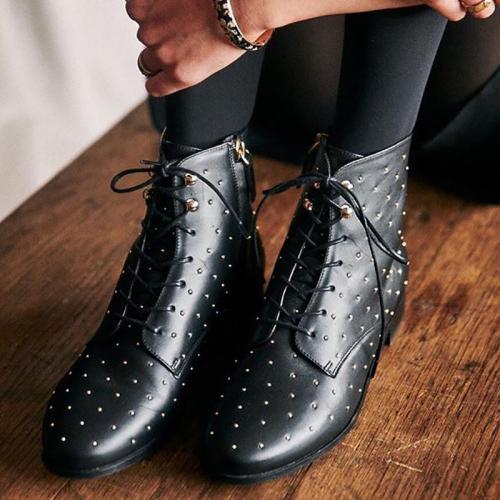 Women's Casual Studded Lace Up Boots