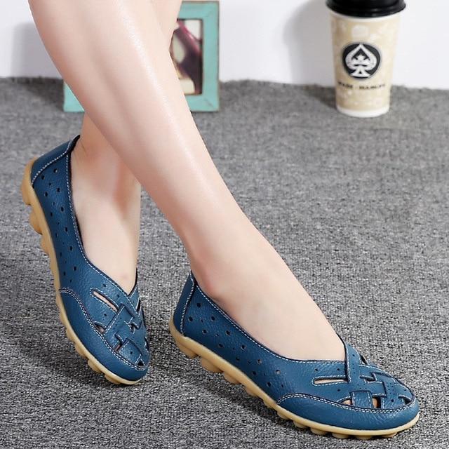 Comfort Genuine Leather Flat Shoes Woman Loafers Ballet Shoes