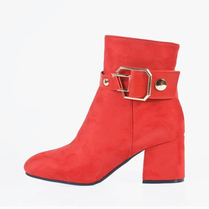 Women's Fashion Solid Color Suede Ankle Boots