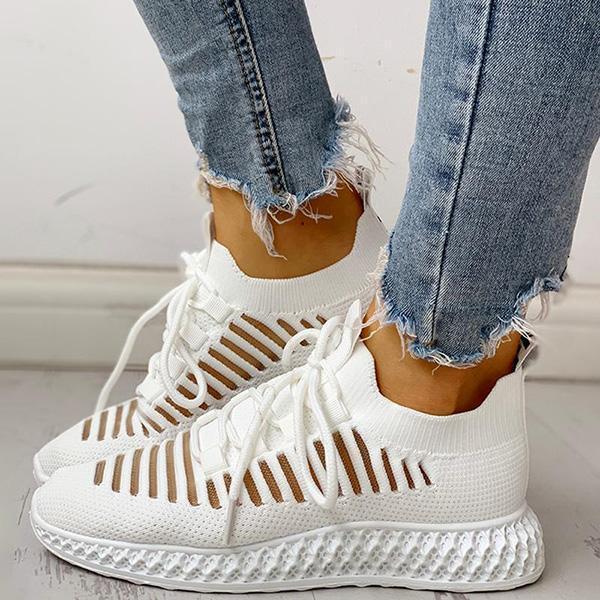 streetally Net Surface Breathable Lace-Up Hollow Out Sneakers