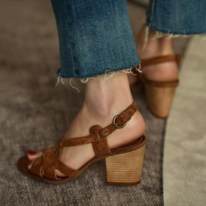 Buckle Open Toe Chunky Sandals