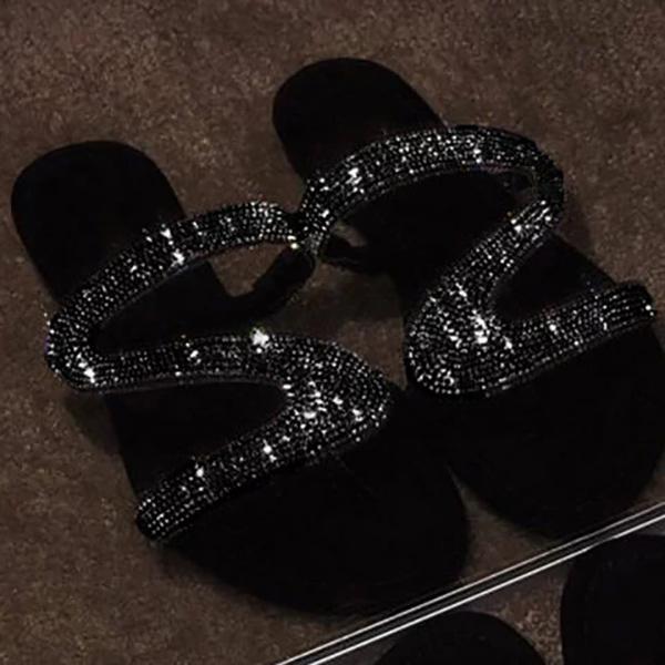 Casual Shiny Embellished Toe Post Slippers