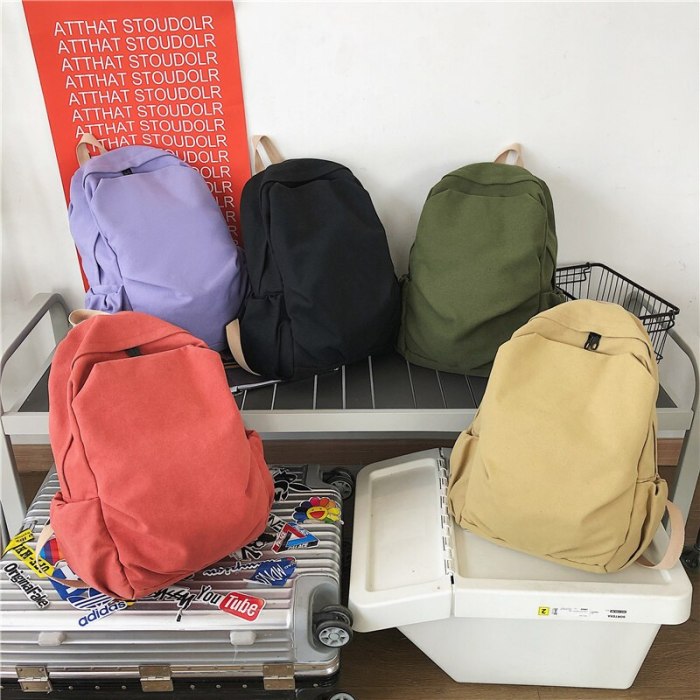 Solid Color Women Backpack High Capacity Travel Bag Female Simple Student School Bag Anti-Theft Canvas Laptop Bag Unisex
