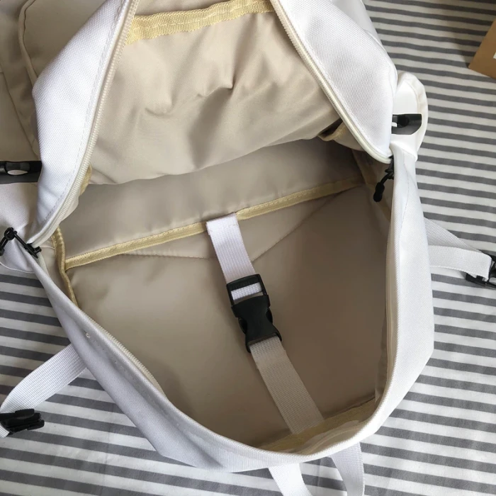 Nylon Waterproof Women Backpack College Style Pure Color Schoolbag For Teenage Girls Cute Casual Travel Backpack Bookbag