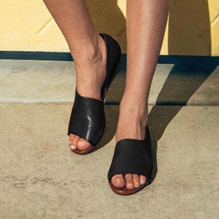 Casual Slip On Open Toe Low Heel Sandals