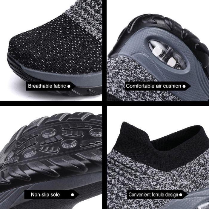 Women breathable mesh slip-on air cushion casual sneaker shoes