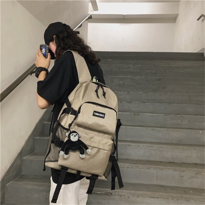 High Capacity Korean Style Concise Casual Backpack Shoulders Bag for College University Male Female School Student