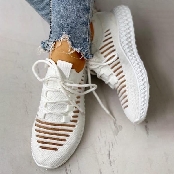 streetally Net Surface Breathable Lace-Up Hollow Out Sneakers