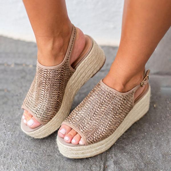 Chellymova Casual Platform Peep Toe Espadrille Sandals