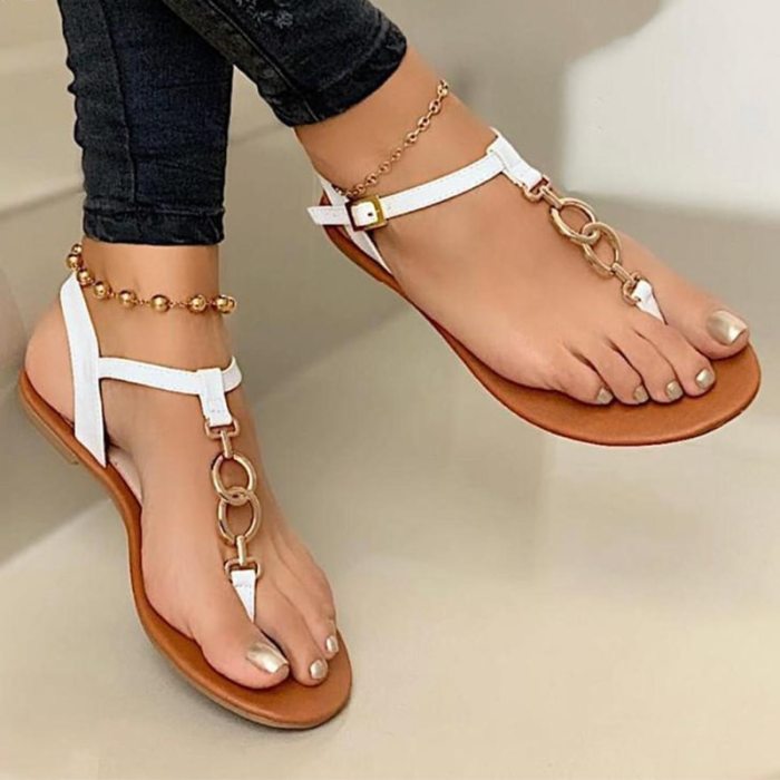 Women Flat Sandals Clip Toe Flip Flops Sandal Woman Buckle Beach Ladies Sandalias Summer Shoes 2021 New Fashion Plus Size