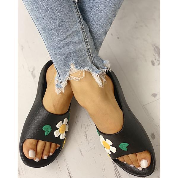 Open Toe Flower Cute Casual Slippers