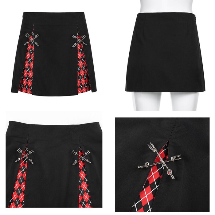 Printed Y2K Skirts High Waist Pleated Mini Skirts