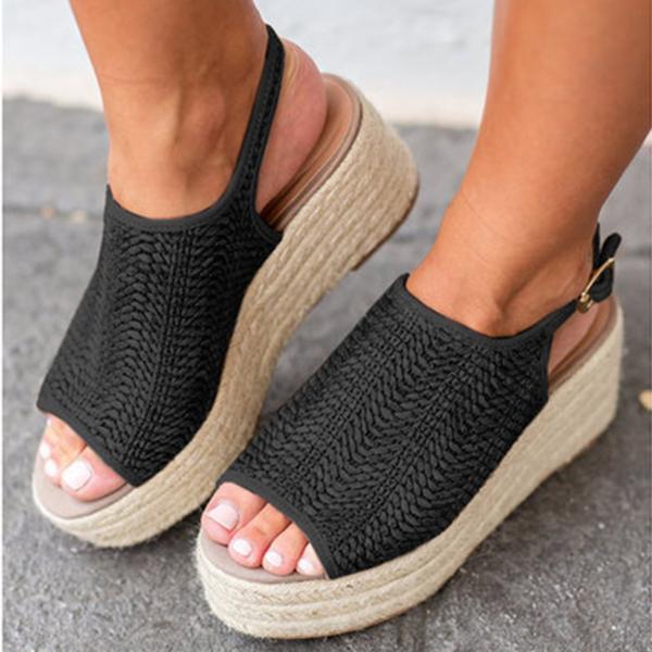 Chellymova Casual Platform Peep Toe Espadrille Sandals
