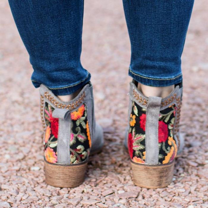 Women's Floral Printed Boots