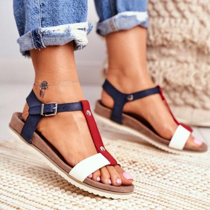 Women's Large Size Sandals 2021 Summer New College Style Low Heel Wedge Casual Sandals Fashion Ladies Sandals Footwear 35-43