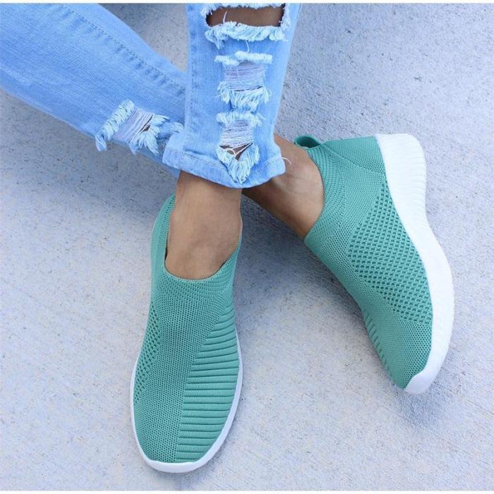 Plus Size Women Casual Knitting Sock Sneakers Stretch Flat Platform Shoes