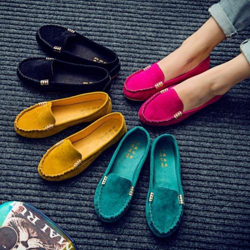 Plus Size Women Flats Shoes Candy Color Slip On Flat Comfortable Loafers Shoes