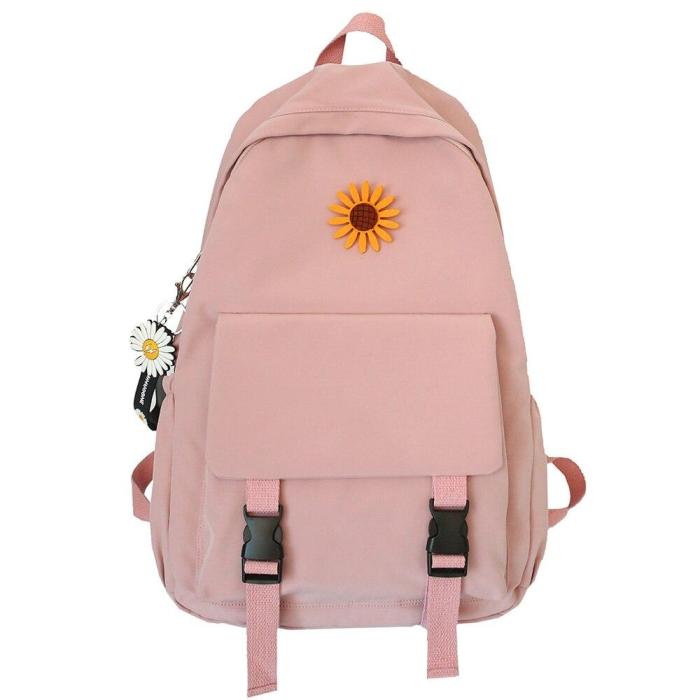 Student Lady Flower Backpack Cute Women Harajuku College School Bag Book Female Kawaii Backpack Waterproof Nylon Bag Girl Trendy