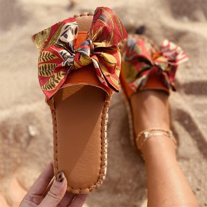 Women Sandals 2021 New Colorful Summer Shoes For Women Soft Bottom Slippers Bowknot Flat Sandalias Mujer Casual Flops Women