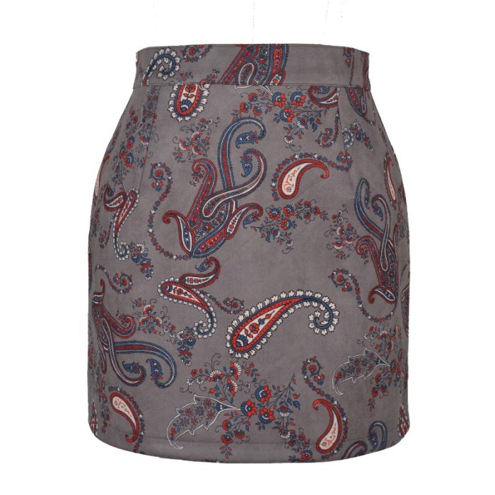 Modegal Women's High Waisted Mini Skirts Zipper Print A line Above Knee Vintage Casual Short Skirt Bodycon