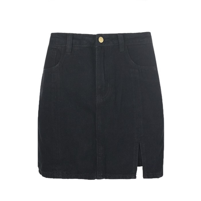 Fashion Plus size women's Denim Mini Skirt Woman's Sexy High Waist Slim Irregular Split Harajuku Denim Skirt Casual Hakama