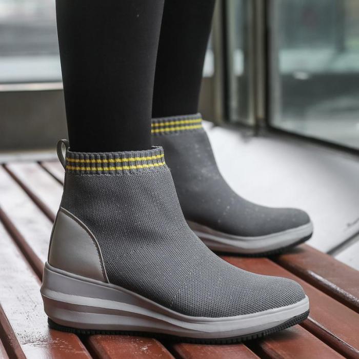 Womens Winter Wedge Heel Socks Boots