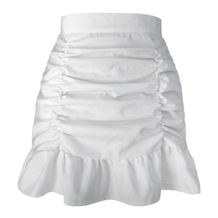 Frilled Ruffle Skirt Women's High Waist Solid Color Fashion All-Match Sexy Bag Hip Fishtail Skirt Trend New Summer 2021