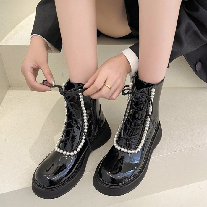 2021 New Women's Boots Autumn Winter Pu Leather Solid Fashion Ladies Shoes Thick Bottom Ankle Boots Comfortable Women Footwear