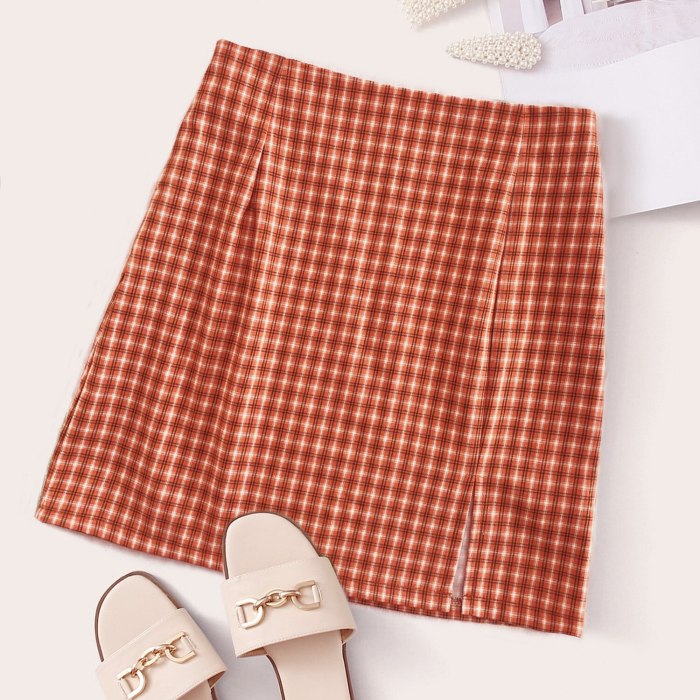 2021 Summer Women's Three Color Mini Plaid Slit Short Skirt Fashion All-Match High Waist Zipper Slim Skirt Freeshipping