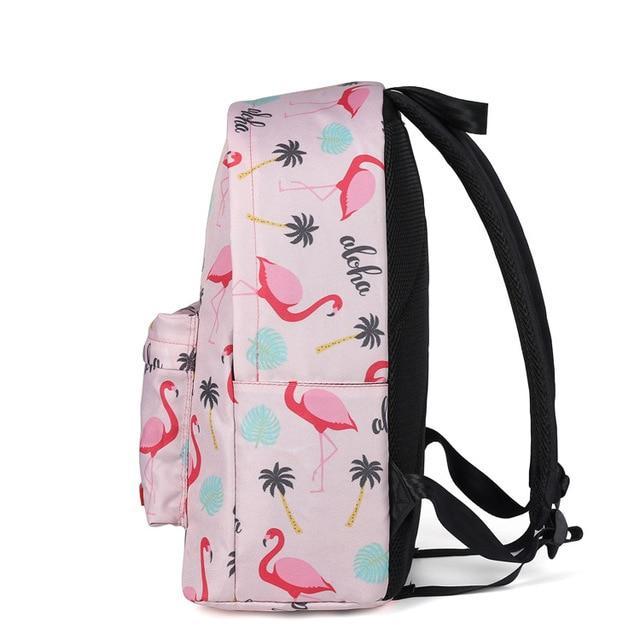 Fashion Women Bagpack Cute Pink Flamingo Animal Printing School Backpack for Teenage Girls Waterproof Knapsack Mochila