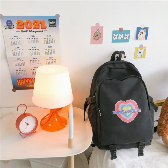 2021 New Double-deck Waterproof Nylon Women Backpack Female Hearts Printed Travel Bag College Girls Big Schoolbag Book Mochilas