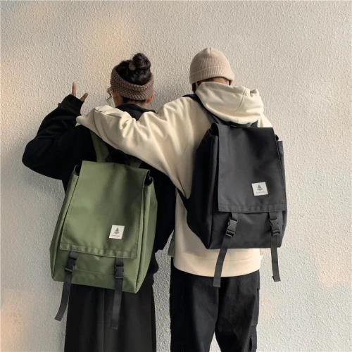 Men's Backpack for Couples with Solid Color Oxford Cloth Student School Bag Harajuku Backpack for Women Backpack for Men