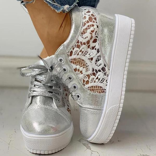 Women Lace Height Increasing Wedge Sneakers