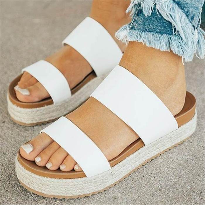 Fashion Simple Espadrille Thick-Soled Slippers