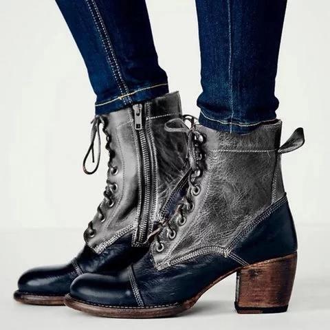Fashion Cool Chunky Heel Strappy Zipper Boots