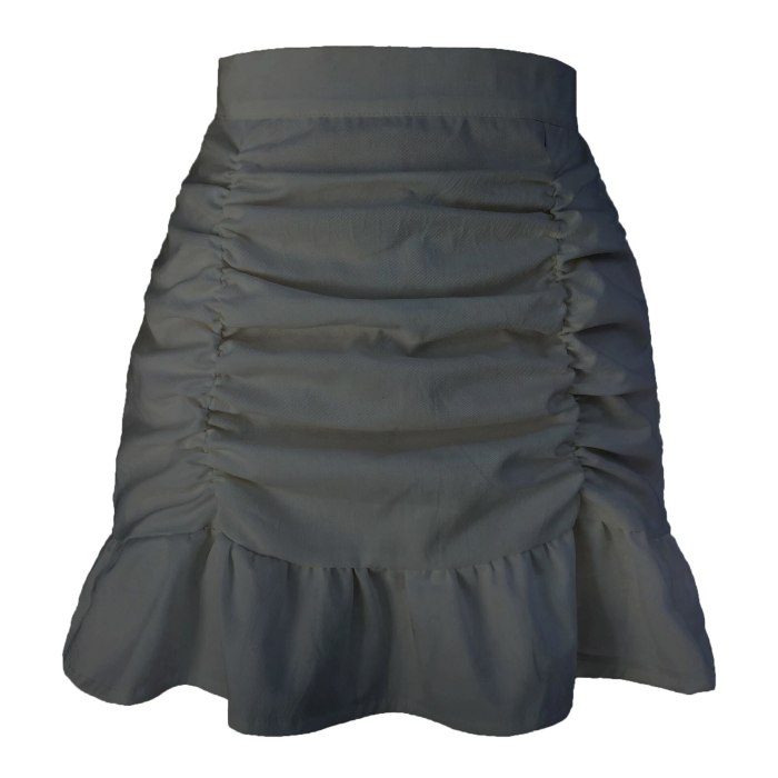 Frilled Ruffle Skirt Women's High Waist Solid Color Fashion All-Match Sexy Bag Hip Fishtail Skirt Trend New Summer 2021