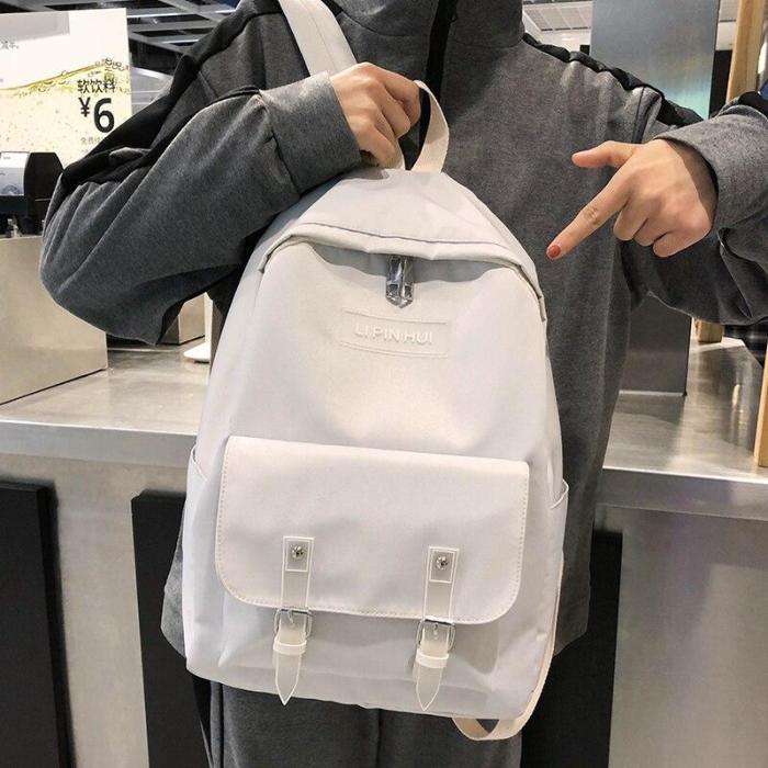 Fashion Buckle Nylon Backpack Cute Women Kawaii School Bags Student Girl Backpacks Harajuku Female Luxury Bag Laptop Book Ladies