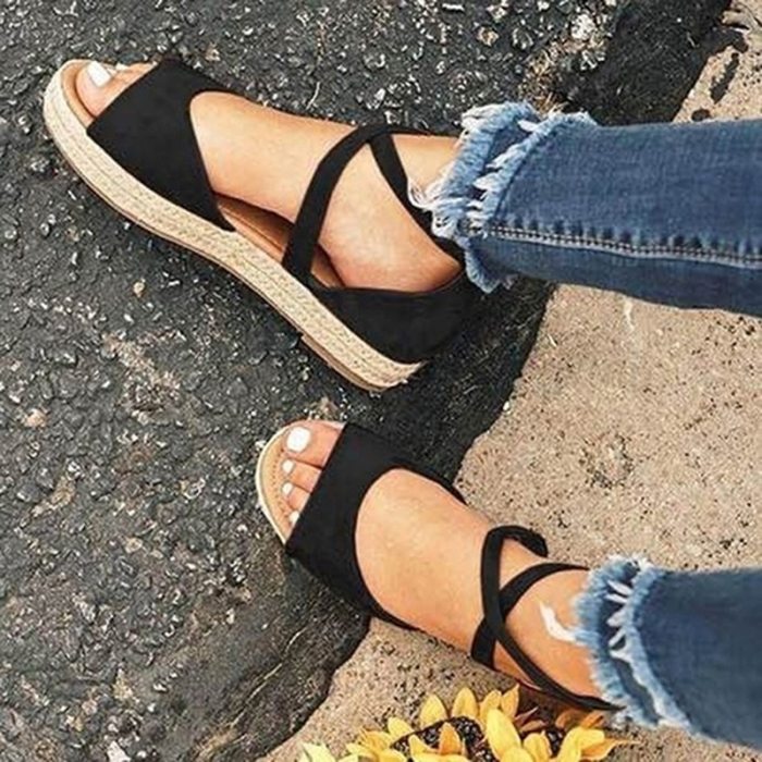 2021 Women Sandals Woman Platform Peep Toe Female Gladiator Flats Ladies Zipper Shoes Women's Comfortable Plus Size Summer