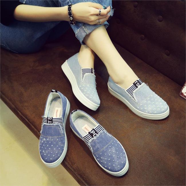 Women Denim Flats Casual Jeans Shoes Soft Flats Shoes