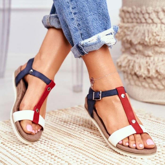 Women's Large Size Sandals 2021 Summer New College Style Low Heel Wedge Casual Sandals Fashion Ladies Sandals Footwear 35-43